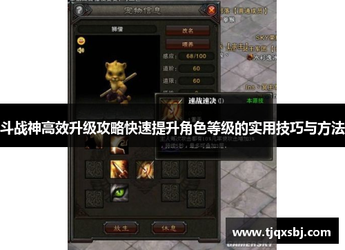 斗战神高效升级攻略快速提升角色等级的实用技巧与方法